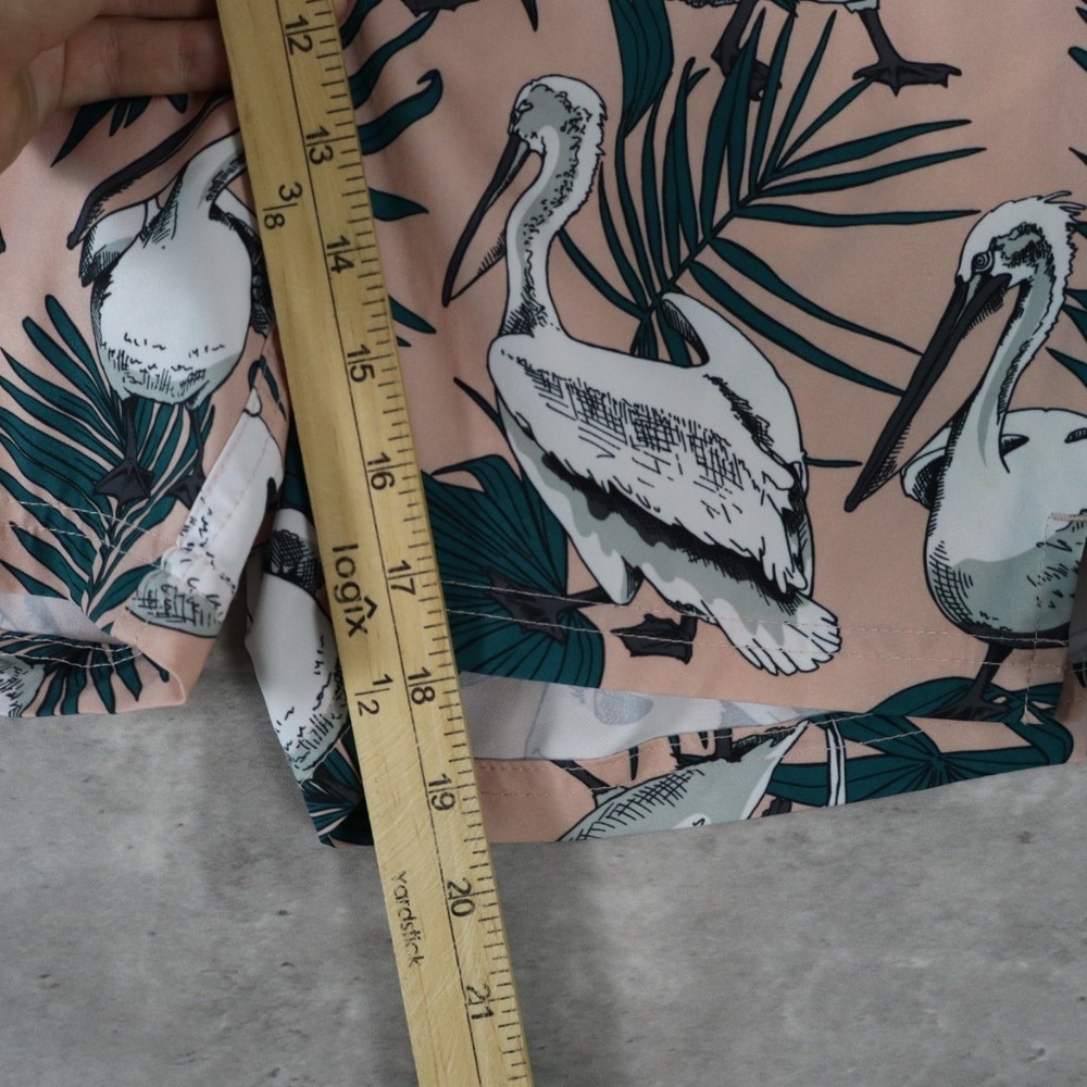 George Pelican Print Swim Trunks S 28-30 Pink Tropical Beach Shorts - Picture 8 of 8